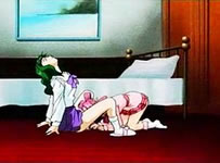 anime each kissing lesbian other pussy rubbing their together
